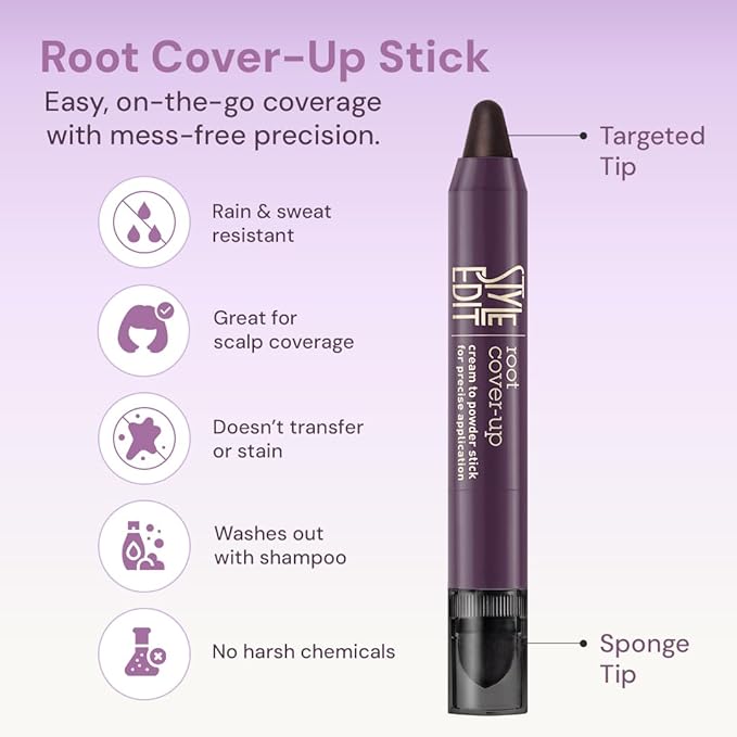 STYLE EDIT Root Cover Up Stick - Instant Root Concealer to Touch up And Cover Roots- Black
